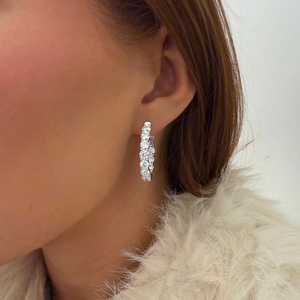 Lab Grown Diamond Huggie <b>Hoop</b> <b>Earrings</b> Prong Set Classic Style Fine Jewelry Bulk Order Custom 14k 18k <b>Solid</b> Gold Wholesale - Product Image 6