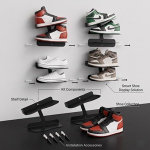 2 Estantes para Zapatos Metálicos Tipo H, Flotantes, Dobles, Modernos, Resistentes, Apilables, Desmontables, para Coleccionistas, Exposiciones Publicitarias - Product Image 4