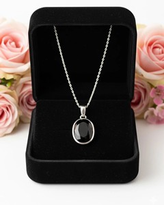 Collar con Colgante Ovalado de Obsidiana Negra, Cadena Chapada en Oro y Plata, Cristal Curativo, Protección, Piedra Energética, Joyería, Regalo - Product Image 2