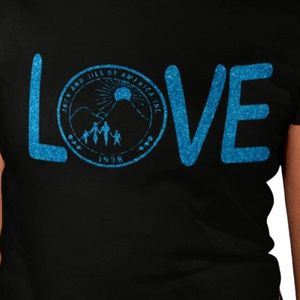 Men's <b>Black</b> Short Sleeve Crew Neck T <b>Shirt</b> with Blue LOVE Lettering and Circular Emblem Graphic Casual Everyday Streetwear - Product Image 4