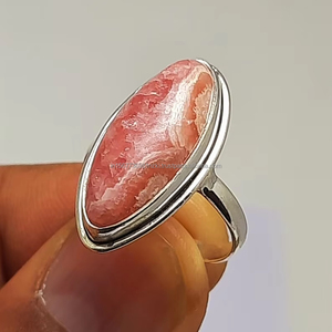 Bague en pierre rose de Style classique en argent Sterling 925 pour femmes pierre de naissance pierre précieuse bijoux de mariage et de fête bague en pierre Marquise - Product Image 1