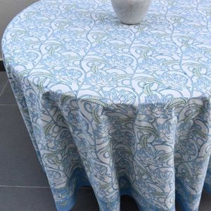 Meilleur prix, nappe ronde classique en lin et coton imprimé floral, lavable, imprimé rond 220 cm, nappe en coton de style français - Product Image 5