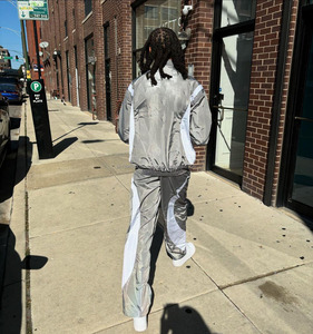 ชุดวอร์มผ้าไนลอนแบบเรียบสำหรับผู้ชายชุดวอร์มผ้ากันลมแบบวินเทจชุดวอร์มโอเวอร์ไซส์สำหรับผู้ชาย - Product Image 6