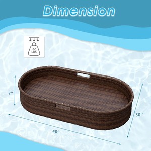 Bandeja flotante de ratán tejida a mano, perfecta para comer junto a la piscina, bebidas, refrigerios, frutas y reuniones estilo resort, procedente de la India. - Product Image 3