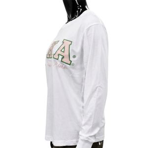 T-shirt blanc à manches longues pour femme, imprimé graphique décontracté, haut tendance streetwear en coton, vêtements élégants pour femmes, vente en gros - Product Image 2