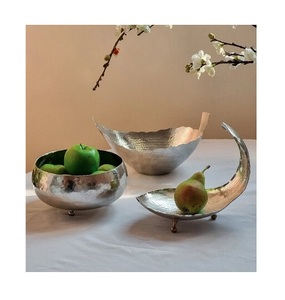 Bol de service classique en métal poli en acier inoxydable, écologique, avec assiette, ustensiles de cuisine de haute qualité pour desserts et fruits - Product Image 4