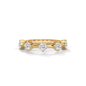 Anillo de Boda de Oro de 14K con Diamantes, Banda de Eternidad Minimalista, Corte Brillante Redondo, Joyería para Mujer - Product Image 1