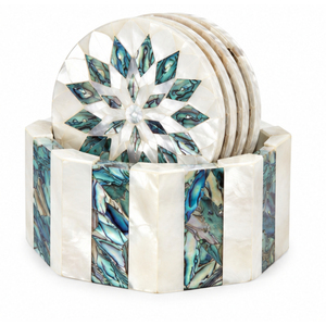 Handmade Luxury Mother of Pearl Inlay Coasters Set Square White Shell <b>Mosaic</b> Drink Coasters for Coffee <b>Table</b> Decor Supplies - Product Image 4