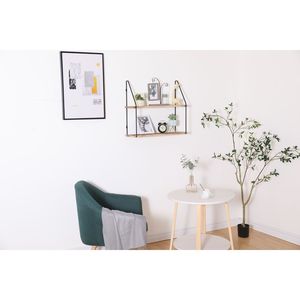 Mensola Galleggiante Rustica da Parete Gardenia in Legno con Staffe Metalliche, Espositore Decorativo per Trofei e Foto - Product Image 4