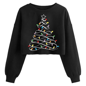 High Quality Custom Women <b>Black</b> Regular Sweatshirt Solid Front Quick Dry Drop Shoulder Crew Neck <b>Long</b> <b>Sleeve</b> Casual Winter <b>Top</b> - Product Image 1