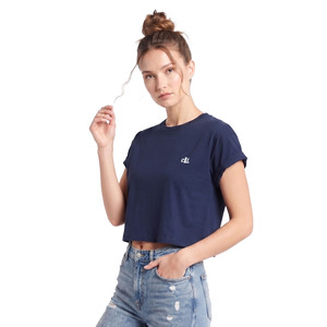 เสื้อยืดคอตตอนดีไซน์ใหม่สไตล์มินิมอล เสื้อครอปท็อปผู้หญิง แขนครึ่งตัว ทรงโอเวอร์ไซส์ ทรงบ็อกซี่ เสื้อครอปท็อปสำหรับฤดูร้อน - Product Image 1