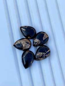 5 cabujones de turquesa negra en forma de lágrima, piedras preciosas naturales sueltas para la fabricación de joyas - Product Image 2