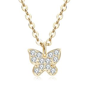 Novedades: Collar con Colgante de Mariposa de Plata de Ley 925 con Moissanita Color D, Diseño de Nudo Natural y Cuerda, para Mujer - Product Image 1