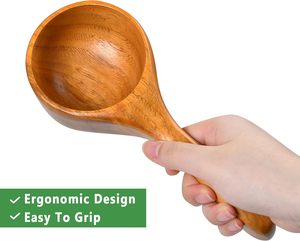 Paquete de 2 cucharas de madera para cocina, 8.5 pulgadas, cuchara grande de madera maciza para arroz, cuchara multiusos para sales de baño, para servir - Product Image 4