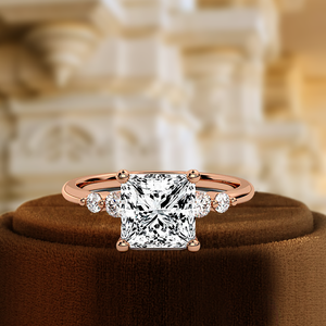 14K Rose Gold Solitaire Engagement <b>Ring</b> IGI Certified Lab Grown Diamond 1.5Ct Princess Cut Side <b>Two</b> <b>Stone</b> Wedding Party - Product Image 3