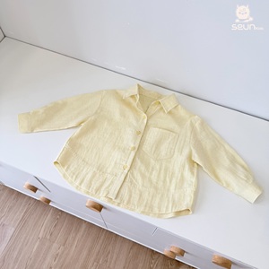ซันคิดส์เสื้อเชิ้ตผ้าลินินสำหรับเด็กแขนยาวสีพื้นสวมใส่สบายๆสำหรับเด็กชายและเด็กหญิง - Product Image 6