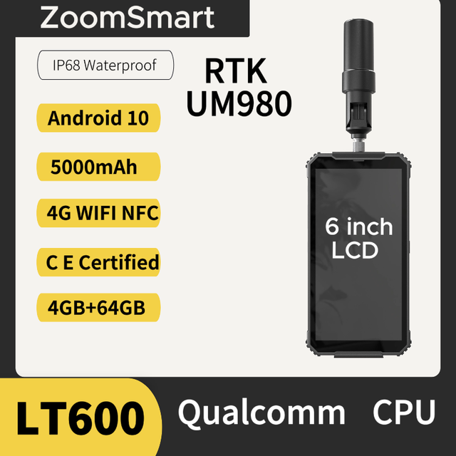 RTK UM980 IP68 Rugged Octa Core LCD Phone 13MP Camera Built-in NFC Android 10 OS High-Precision Industrial CM Grade LTE