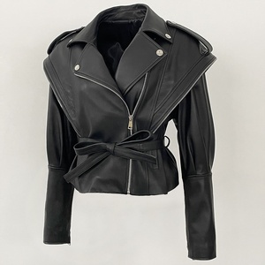 New Design Oem Soft Women Leather <b>Jacket</b> Soft Leather best Material Anti-wrinkle Quick Dry Anti-pilling Women Leather <b>Jacket</b> - Product Image 5