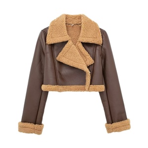 Chaqueta de Cuero Acolchada para Mujer, Nueva Colección Otoño-Invierno, Estilo Casual, Cálida, Manga Larga, Cuello Solapa, Corte Ajustado y Corto - Product Image 2