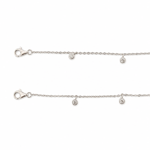 Chaîne de cheville pendante en argent sterling 925 avec zircone cubique pour femme, minimaliste, délicate, pour usage quotidien, cadeau de fête, finition polie - Product Image 2