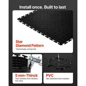 Set di 16 Piastrelle Modulari Incastrabili per Pavimenti di Garage 20,2 X 20,2 X 0,2 cm, Antiscivolo in Plastica con Superficie Diamantata - Product Image 3