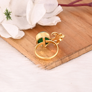 Stylish <b>Adjustable</b> Green Onyx Brass <b>Ring</b> Handmade Gemstone Jewelry for Women - Product Image 5