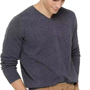 Suéteres de Hombre de Cachemira 100% de Primera Calidad, Gruesos y Suaves, Suéter Clásico de Cuello en V con Manga Larga y Logotipo Personalizado - Product Image 1