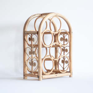 Wooden wine bottle storage <b>shelf</b> vintage racks for kitchen decor handmade rattan cabinet rack - Product Image 6