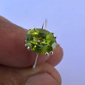 Oval Peridot <b>Ring</b> 925 Sterling Silver August Birthstone Jewelry Elegant Minimalist Gemstone <b>Ring</b> Gift For Her Luxury Gift - Product Image 4