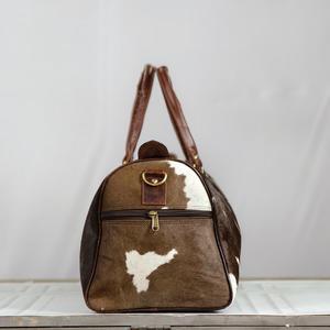 Bolsa de Viaje de Cuero Vacuno con Asas Marrones, Cierre de Cremallera, Gran Capacidad, Bolsa de Fin de Semana - Product Image 3
