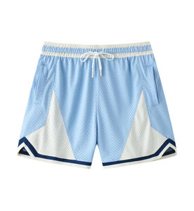 Shorts de basketball pour hommes style streetwear, séchage rapide, en polyester, avec logo personnalisé, bord droit, en maille - Product Image 3