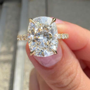 Luxury Moissanite Diamond 925 Silver <b>Cushion</b> Cut Ring Elegant <b>Statement</b> Jewelry For Wholesale Buyers - Product Image 1