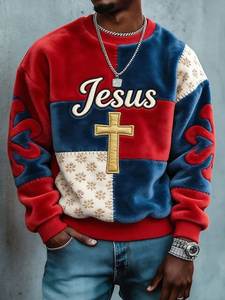 Men Oversized Crewneck <b>Sweatshirt</b> <b>White</b> Graphic Print Back Logo Streetwear Pullover - Product Image 4