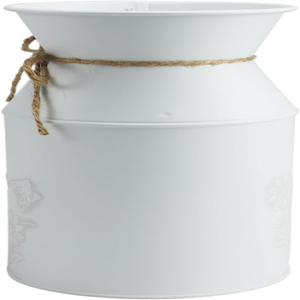 Vase à fleurs en métal galvanisé blanc, style antique rétro, pot de fleurs rustique vintage, porte-fleurs primitif, jardinières de ferme - Product Image 2