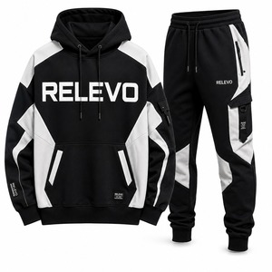 Nuevo Conjunto Casual de Invierno para Hombre de Dos Piezas con Media Cremallera, 100% Poliéster Transpirable con Patrón Geométrico, Alta Demanda - Product Image 4
