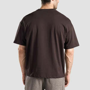 Custom Wholesale Blank <b>Tshirts</b> Cropped Tee Shirt Men Oversized For Men Streetwear Boxy Tee Cropped Men’s T-shirts - Product Image 4