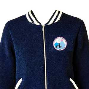 Jack and Jill Navy Blue Knit Bomber <b>Jacket</b> Women <b>Zip</b> <b>Up</b> Varsity Style Casual Fashion Boutique Outerwear Coat - Product Image 4