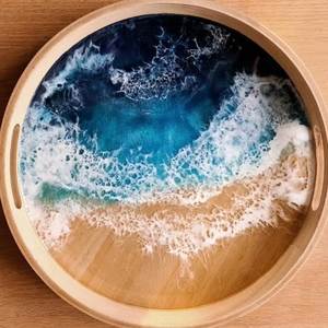 Custom Lightweight Modern Round Wood Serving Tray Wooden Edge Decorative Serving <b>Plate</b> Single Piece Restaurant Hotel Home Party - Product Image 2