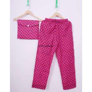 Conjunto de Pijama Casual de Invierno para Mujer, Hecho a Mano, 100% Algodón Suave, Estampado Floral, Cuello en V, Manga Larga, Cintura Elástica, Multicolor - Product Image 3