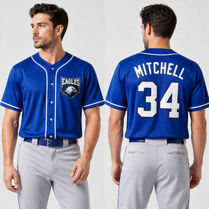 Camiseta de Béisbol Sublimada Personalizada con Logotipo Bordado, Camiseta de Béisbol Cosida, 100% Poliéster, Uniforme de Equipo Personalizado OEM - Product Image 4