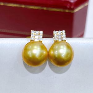 Pendientes de Plata de Ley con Cuentas de Oro Natural Gruesas de 12-13 mm, Estilo Lujoso y Moderno, Estándar 925 - Product Image 1