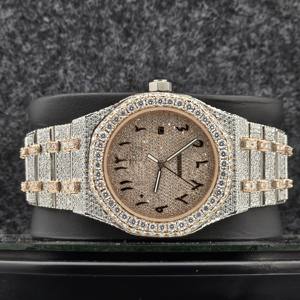 Reloj de Lujo Hecho a Mano con Movimiento Automático de Acero Inoxidable, Completamente Cubierto de Diamantes y Moissanita, Estilo Hip Hop para Hombre - Product Image 5