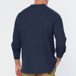 Camiseta de Manga Larga para Hombre, Cuello con Botones, Diseño Liso, Lino/Algodón, Transpirable y Ecológica, de Secado Rápido, Personalizable - Product Image 4