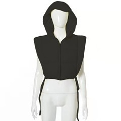 Veste d'hiver décontractée pour homme en toile orange unie, coupe-vent, col montant, fermeture éclair, coupe régulière, logo frontal - Product Image 2