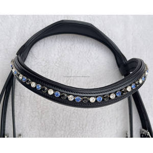 Bride de cheval anglaise de qualité supérieure avec casque en cuir verni Produits de course de chevaux anglais d'Inde - Product Image 4