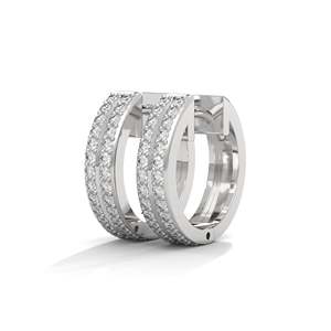 Pendientes de oro de 14 quilates con diamantes para mujer, corte brillante redondo, estilo de doble aro - Product Image 2