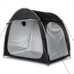6.8x4.9FT Black Arc Bicycle <b>Storage</b> Shed 210D PU Silver Coated Oxford Black Fiberglass Frame Front Side Double Doors for <b>Camping</b> - Product Image 2