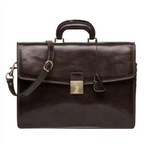 Leather <b>Laptop</b> Briefcase Shoulder Bag Business Work <b>Carry</b> <b>Case</b> Protective Handle Closure Beige Crocodile Texture - Product Image 4