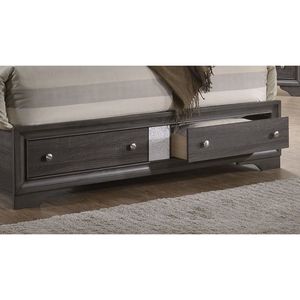 Letto matrimoniale tradizionale in legno grigio con contenitore - Product Image 3