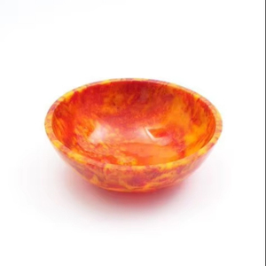 Bol en résine colorée de qualité supérieure dans un bol de piédestal décoratif de tourbillon orange et jaune pour la décoration intérieure et la salle à manger Mots-clés - Product Image 1